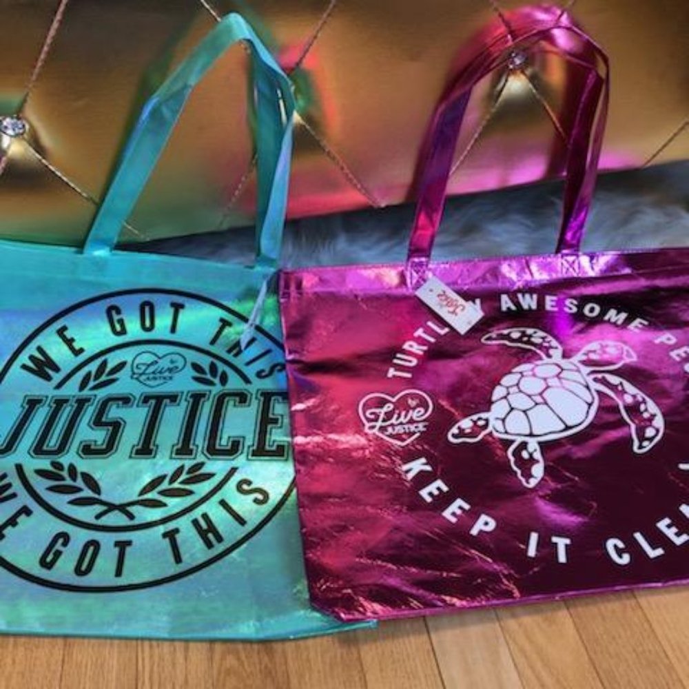 Justice Set of 2 Large Reusable Shopping Bags